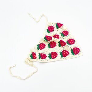 Pink Strawberry Crochet Hair Scarf | NWT